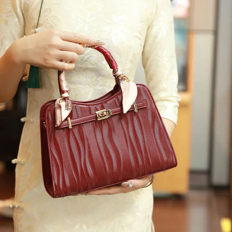 H YXIANG Microfiber Synthetic Leather Shoulder Bag Crossbody Bag Handbag Women's Burgundy-3