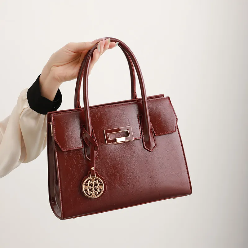 H YXIANG Microfiber Synthetic Leather One Shoulder Handbag Women's Burgundy-6