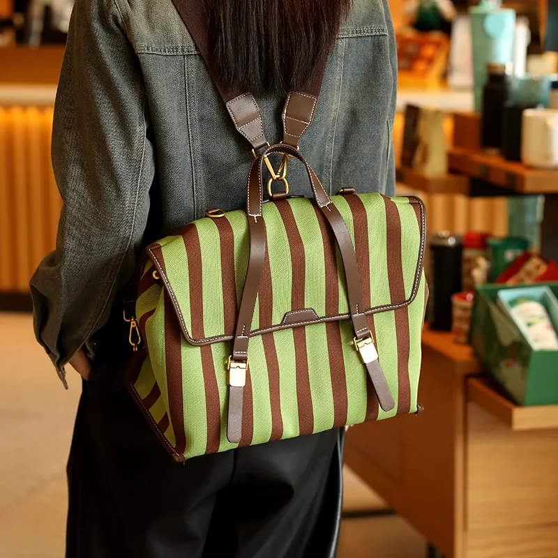 H YXIANG Canvas Backpack Women's Multicolor-7