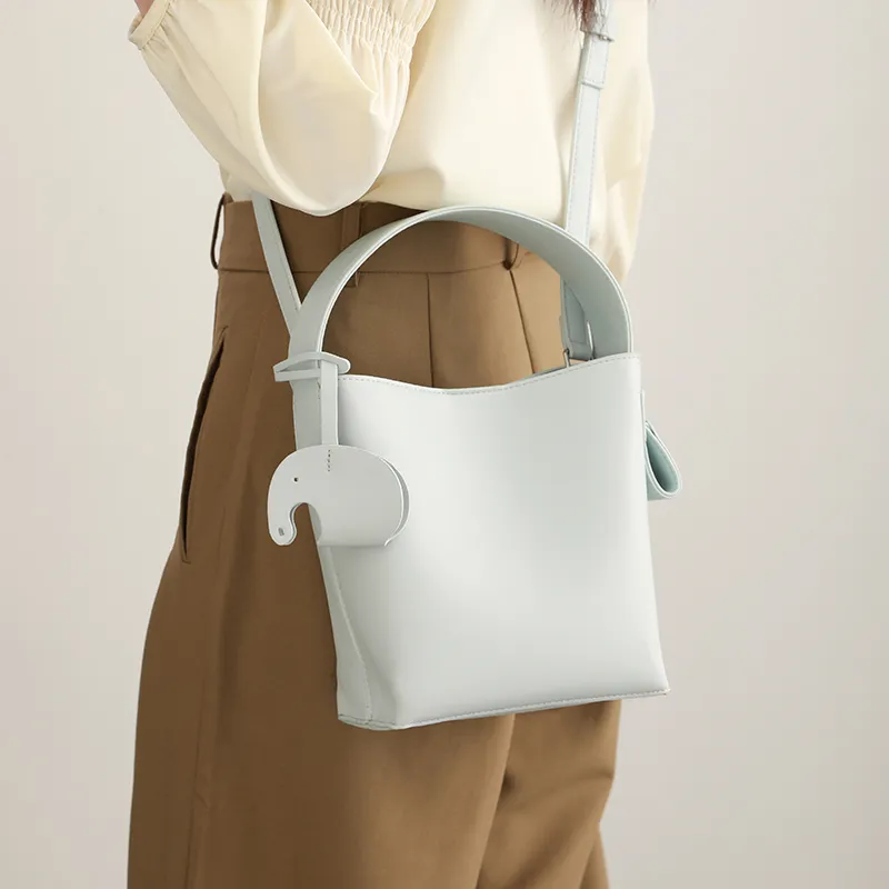 H YXIANG Microfiber Synthetic Leather One Shoulder Handbag Women's Light Blue-1