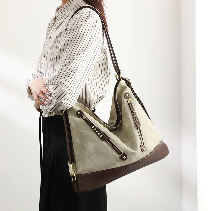H YXIANG Microfiber Synthetic Leather Shoulder Bag Women's Green-4