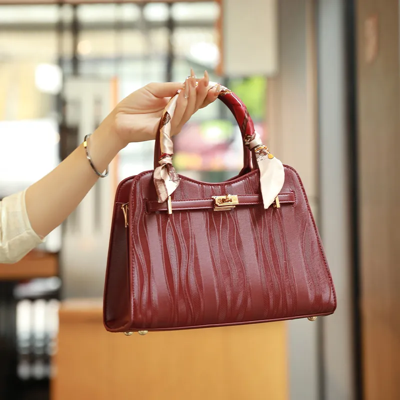 H YXIANG Microfiber Synthetic Leather Shoulder Bag Crossbody Bag Handbag Women's Burgundy-5