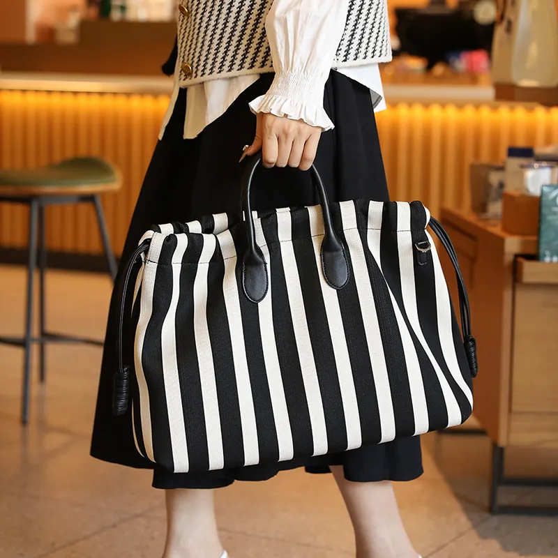 H YXIANG Canvas Canvas Bag Tote Bag Shopping Bag Handbag Women's Green/White-8