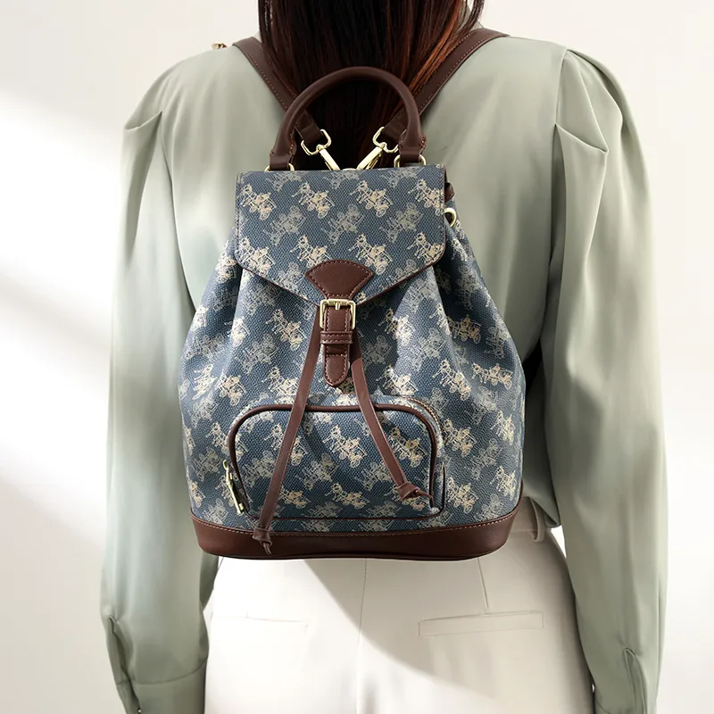 H YXIANG PVC Polyvinyl Chloride Backpack Women's Blue-7