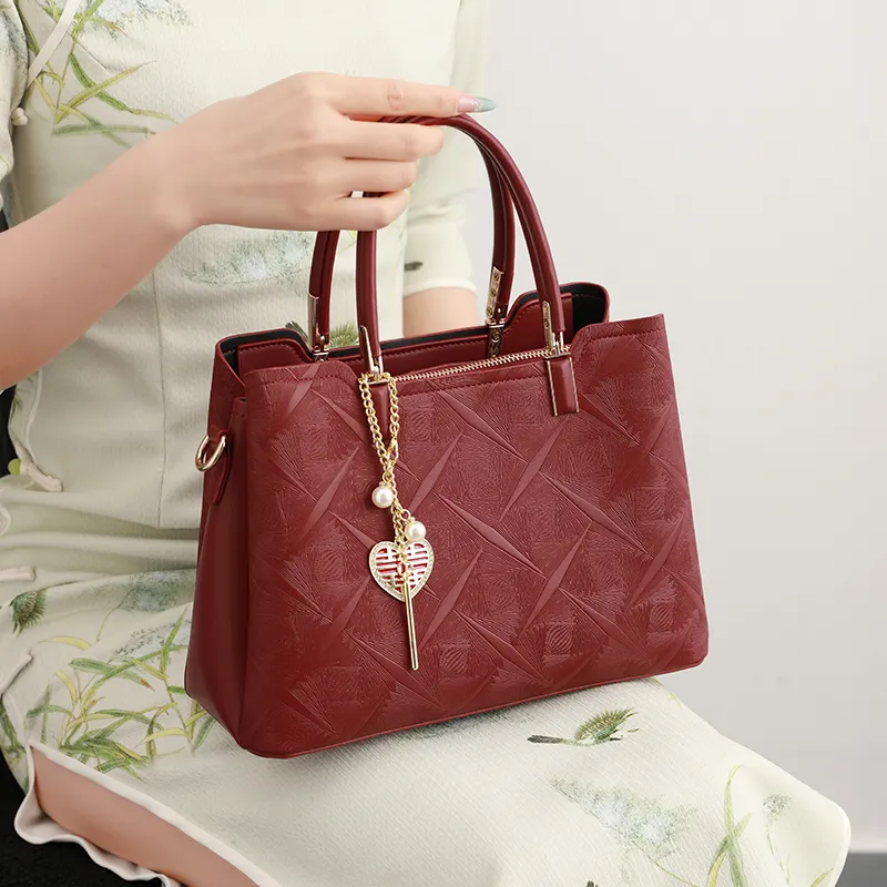 H YXIANG Microfiber Synthetic Leather Shoulder Bag, Crossbody Bag, Handbag Women's Burgundy-1