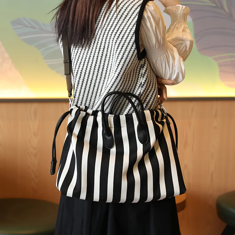 H YXIANG Canvas Canvas Bag Tote Bag Shopping Bag Handbag Women's Green/White-5