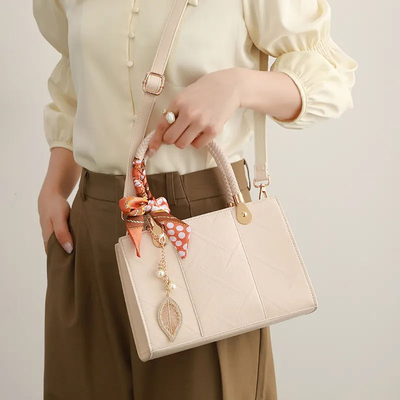 H YXIANG Microfiber Synthetic Leather Tote Shoulder Bag, Crossbody Bag, Handbag Women's White-1
