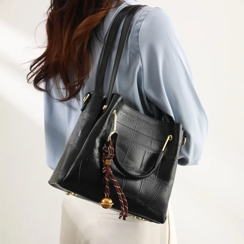H YXIANG Microfiber Synthetic Leather Shoulder Bag, Crossbody Bag, Handbag Women's Black-7