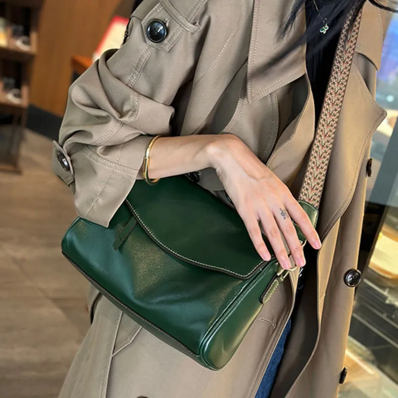 H YXIANG Cow Leather Shoulder Bag Regular Women's Caramel/Green/Brown/Black-3