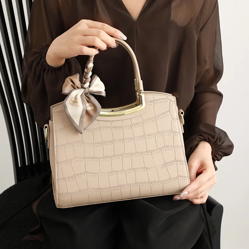 H YXIANG Microfiber Synthetic Leather Crossbody One Shoulder Handbag Women's Apricot-7
