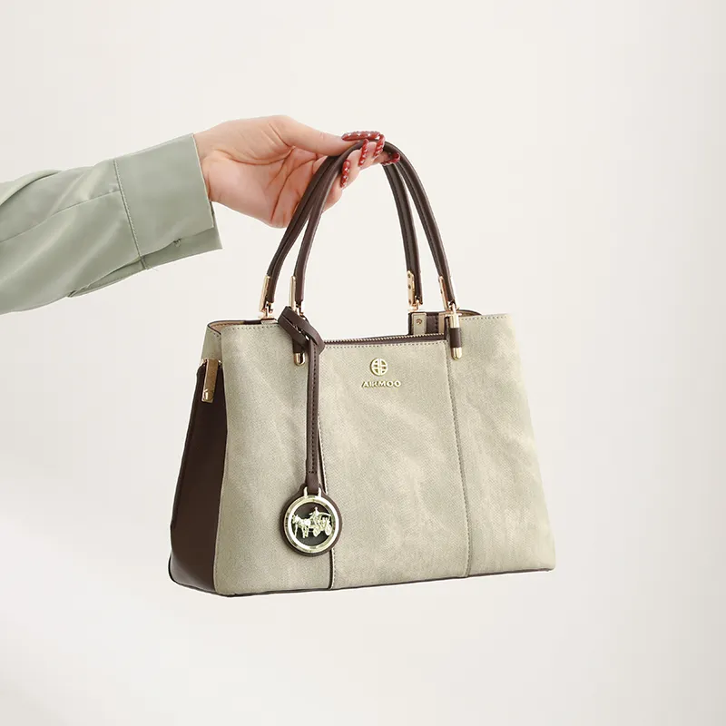 H YXIANG Microfiber Synthetic Leather Handbag Women's Green-5