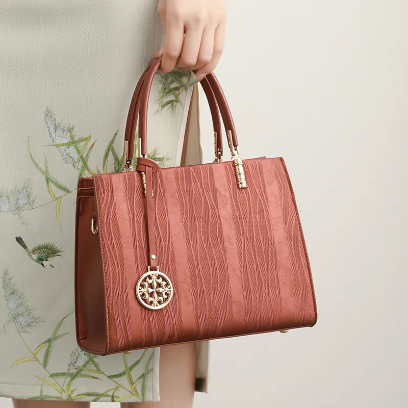 H YXIANG Microfiber Synthetic Leather Shoulder Bag, Crossbody Bag, Handbag Women's Brown Red-5