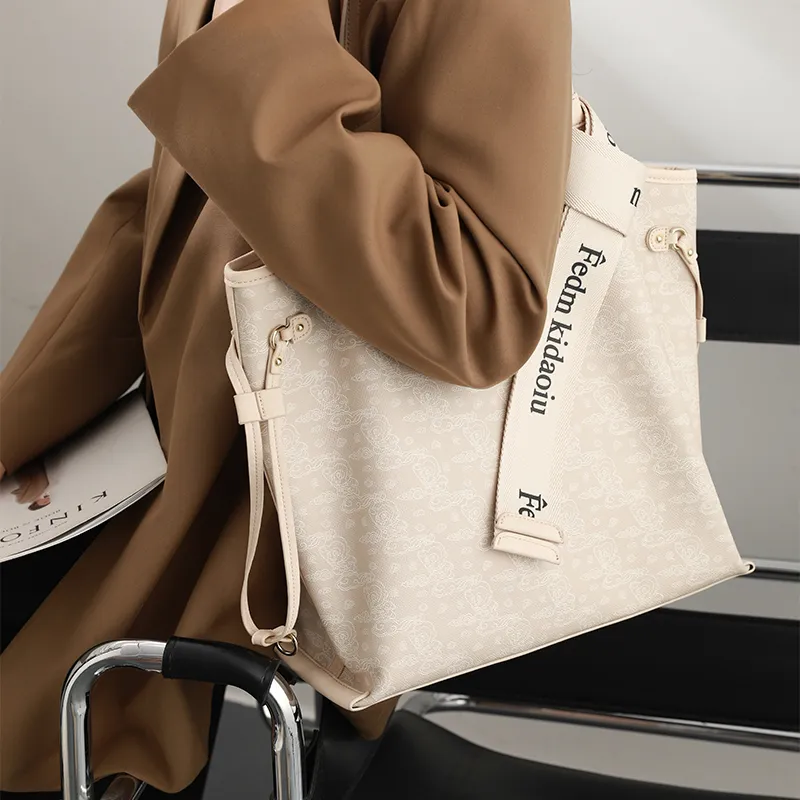 H YXIANG Microfiber Synthetic Leather Shoulder Bag Regular Women's Beige Apricot-7