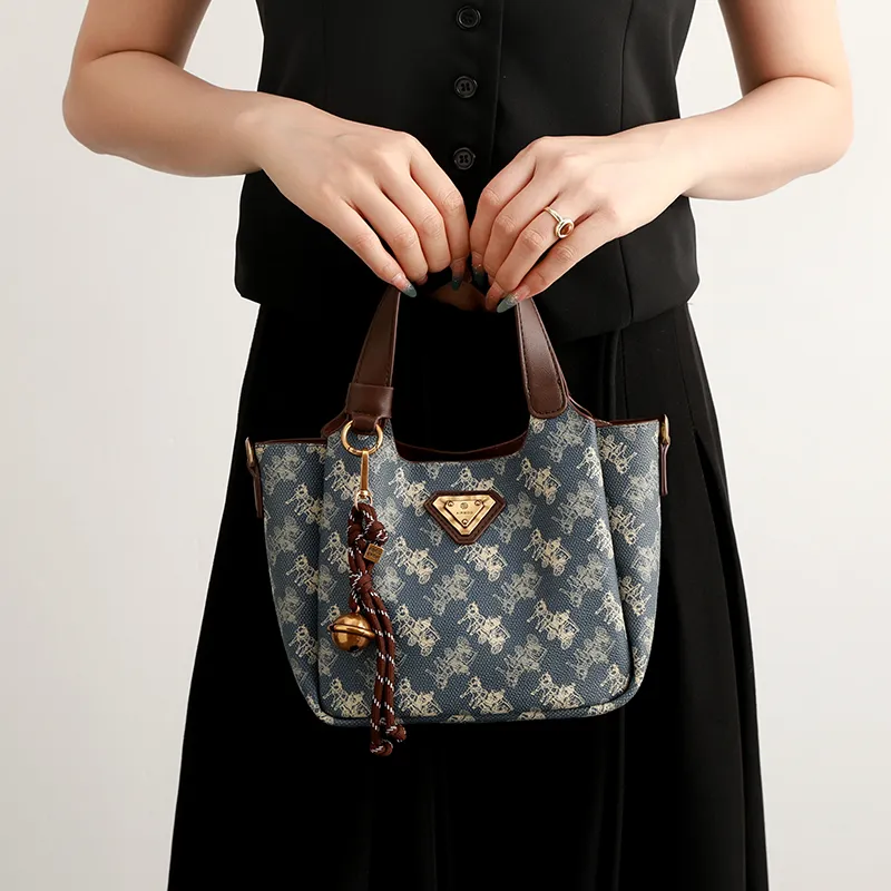 H YXIANG PVC Handbag Women's Blue-5