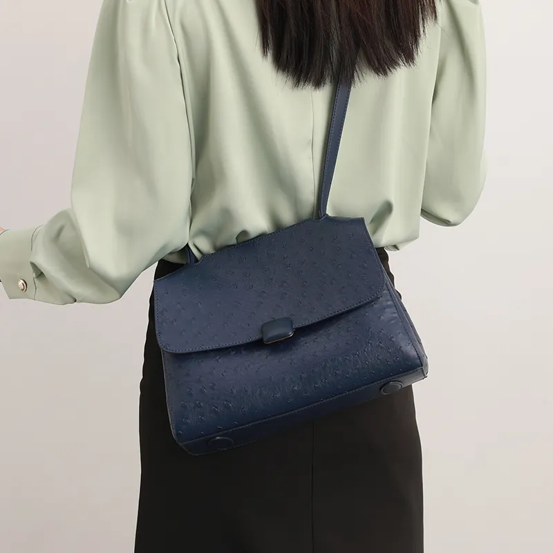 H YXIANG Microfiber Synthetic Leather Handbag Women's Dark Blue-7