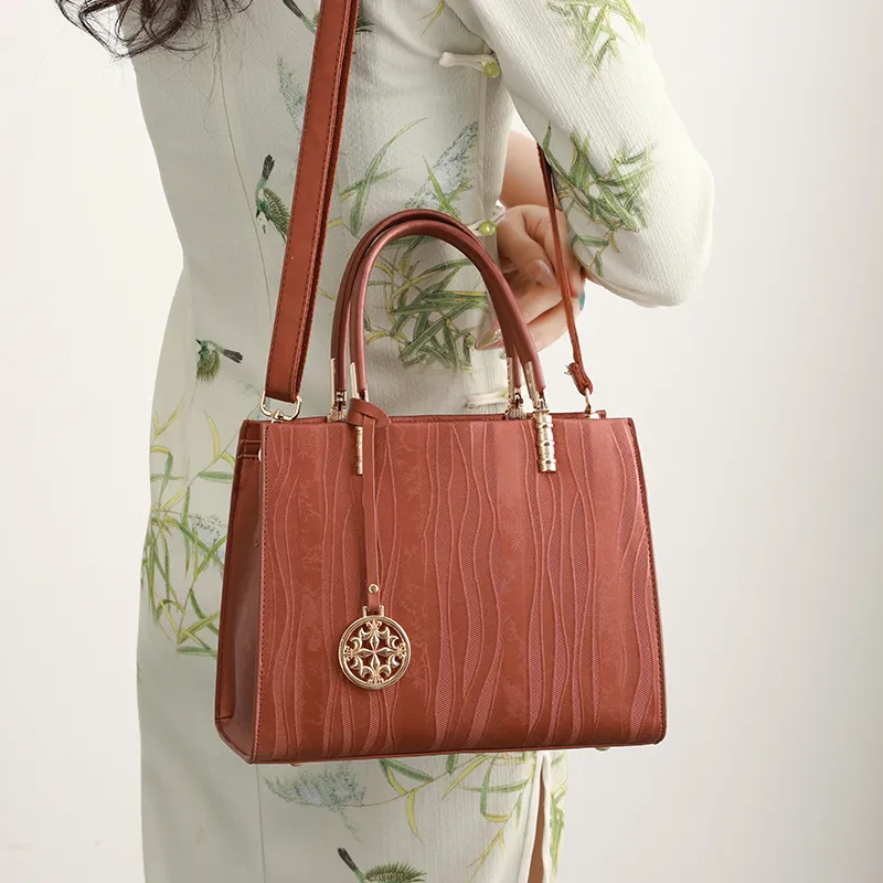 H YXIANG Microfiber Synthetic Leather Shoulder Bag, Crossbody Bag, Handbag Women's Brown Red-2