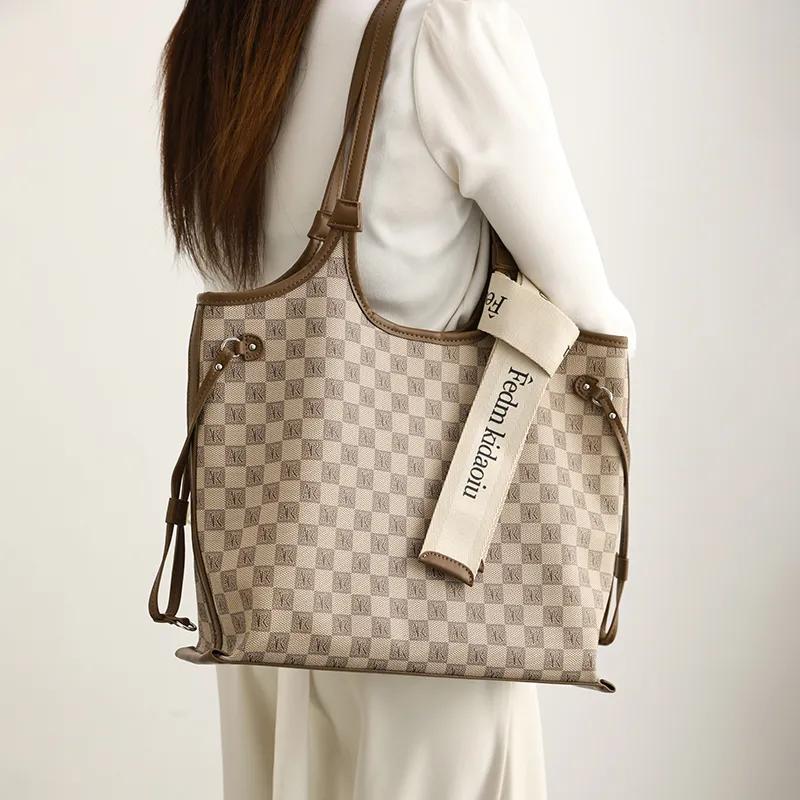 H YXIANG PVC Tote Bag, Shoulder Bag Women's Khaki-3