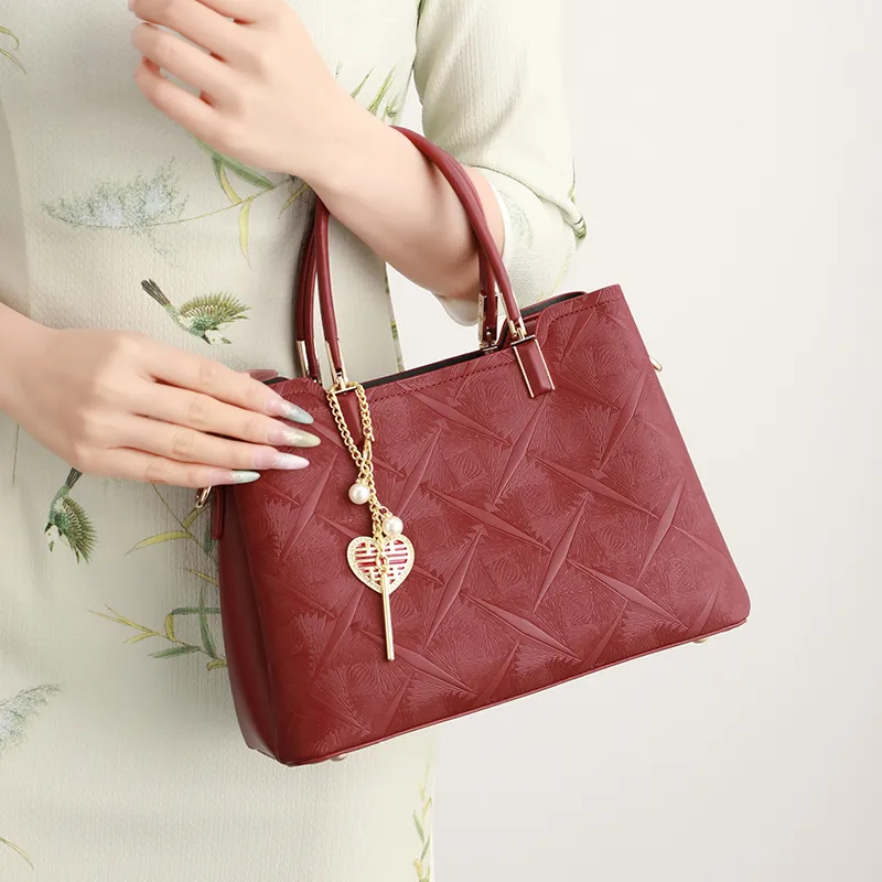 H YXIANG Microfiber Synthetic Leather Shoulder Bag, Crossbody Bag, Handbag Women's Burgundy-3