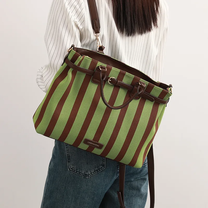 H-YXIANG Canvas Canvas Bag One Shoulder Double Shoulder Crossbody Handbag Regular Women's Green-4