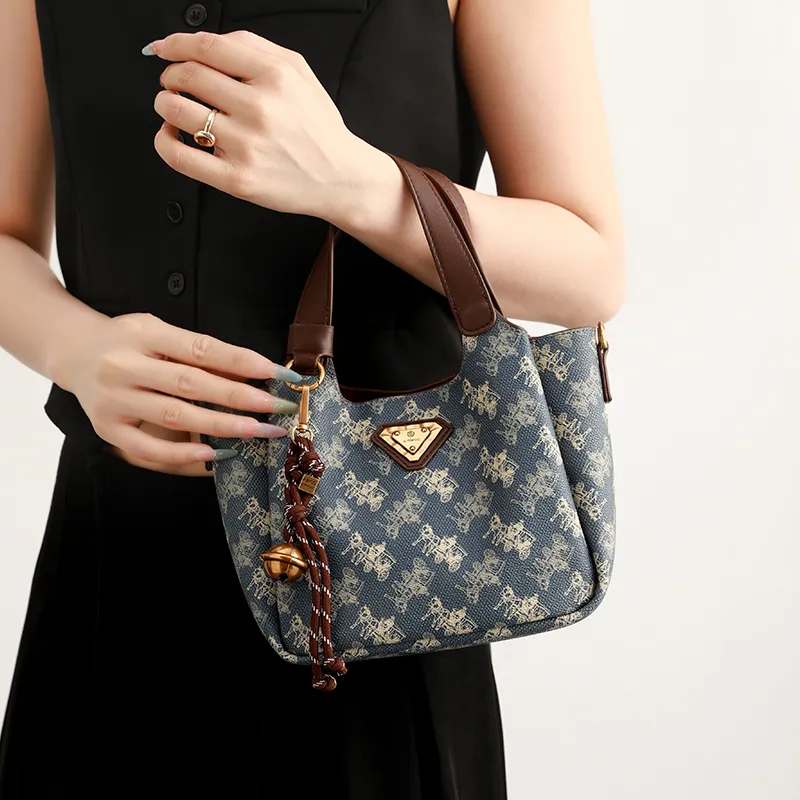 H YXIANG PVC Handbag Women's Blue-7