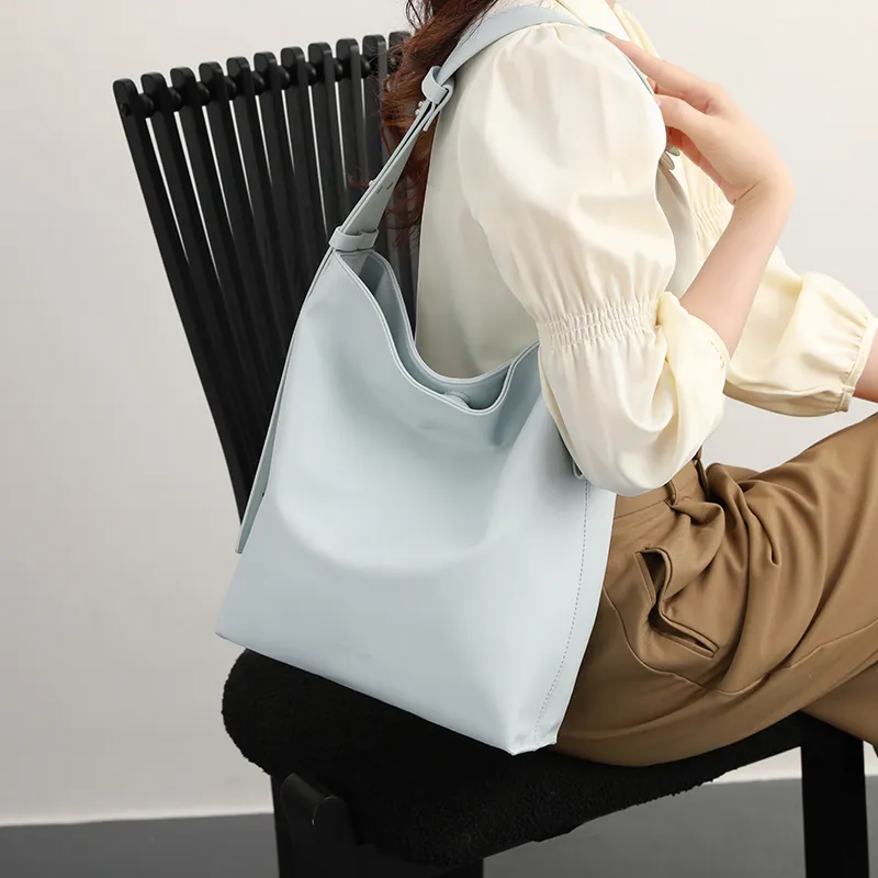 H YXIANG Microfiber Synthetic Leather Shoulder Bag Women's Blue-1