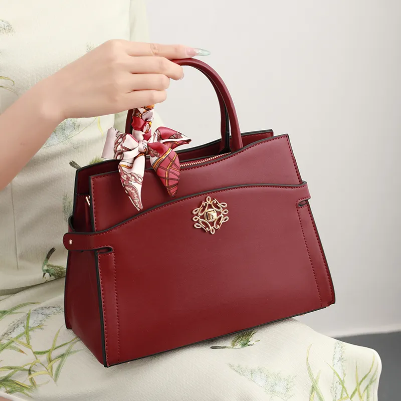 H YXIANG Microfiber Synthetic Leather Crossbody One Shoulder Handbag Women's Red-7