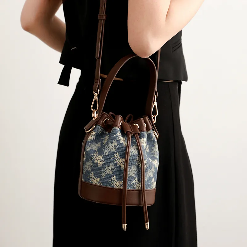 H YXIANG PVC Bucket Bag, Shoulder Bag, Crossbody Bag, Handbag Women's Blue-2