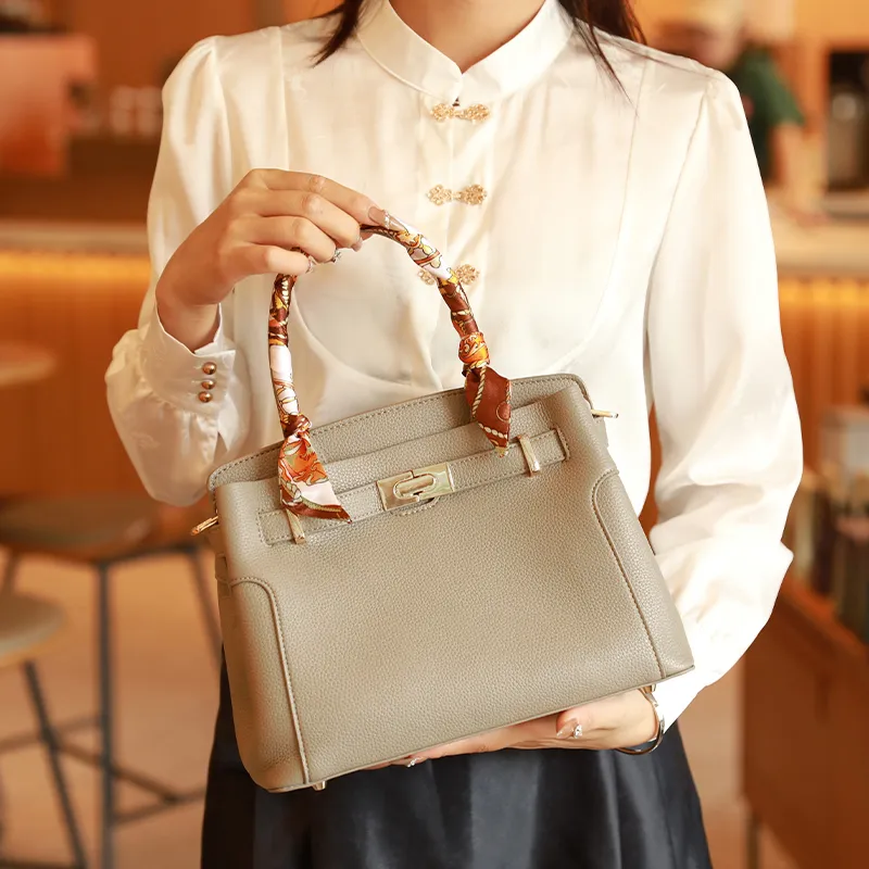 H YXIANG Microfiber Synthetic Leather Tote Bag Shopping Bag Handbag Women's Elephant Gray-5