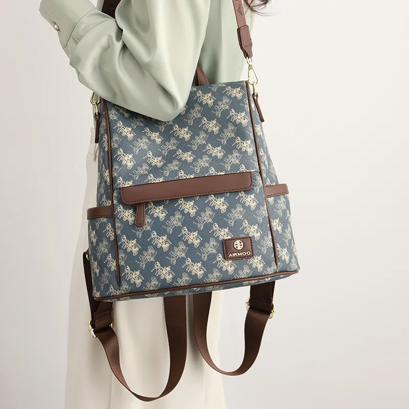 H YXIANG PVC Backpack Regular Women's Blue-4