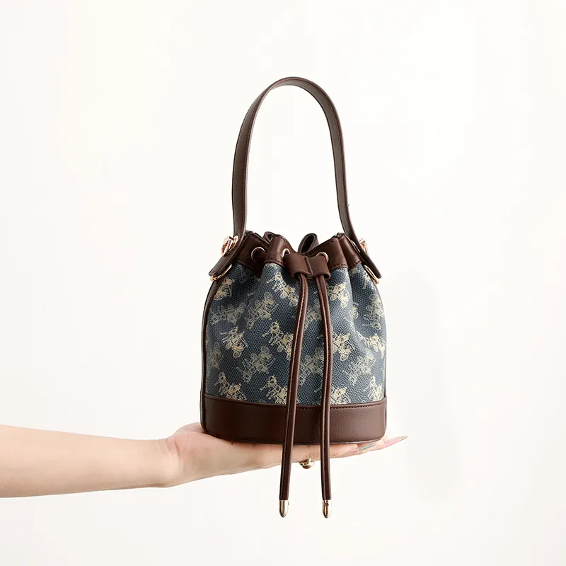 H YXIANG PVC Bucket Bag, Shoulder Bag, Crossbody Bag, Handbag Women's Blue-5
