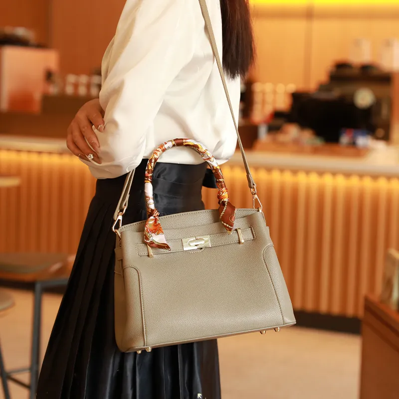 H YXIANG Microfiber Synthetic Leather Tote Bag Shopping Bag Handbag Women's Elephant Gray-4
