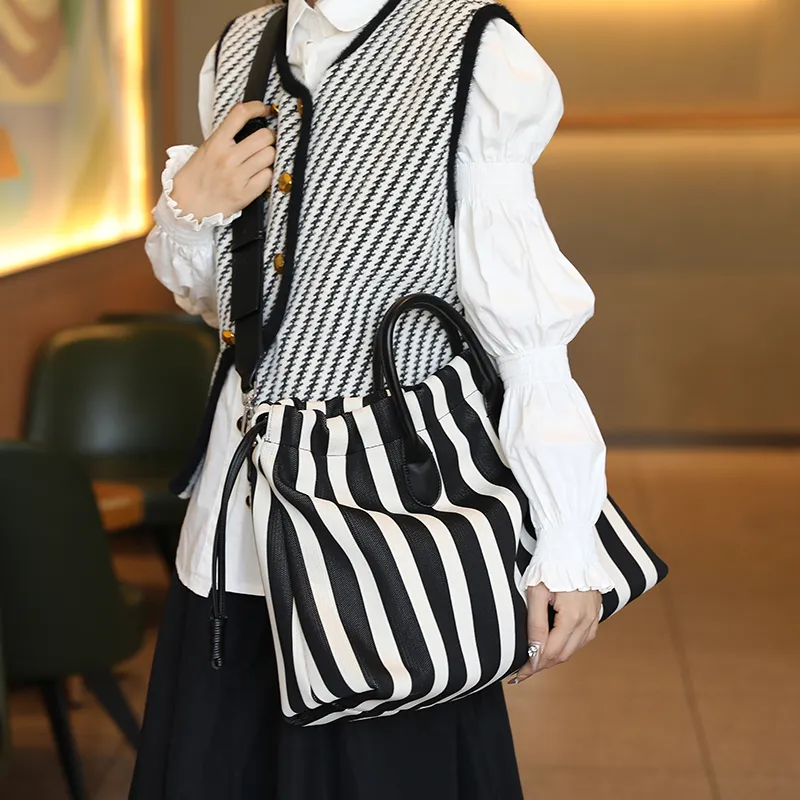 H YXIANG Canvas Canvas Bag Tote Bag Shopping Bag Handbag Women's Green/White-7
