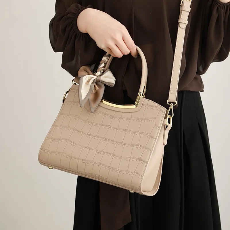 H YXIANG Microfiber Synthetic Leather Crossbody One Shoulder Handbag Women's Apricot-4