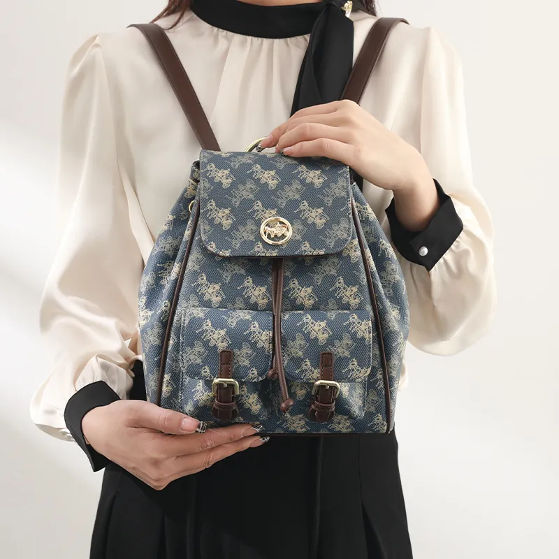 H YXIANG PVC Polyvinyl Chloride Backpack Regular Women's Blue-2