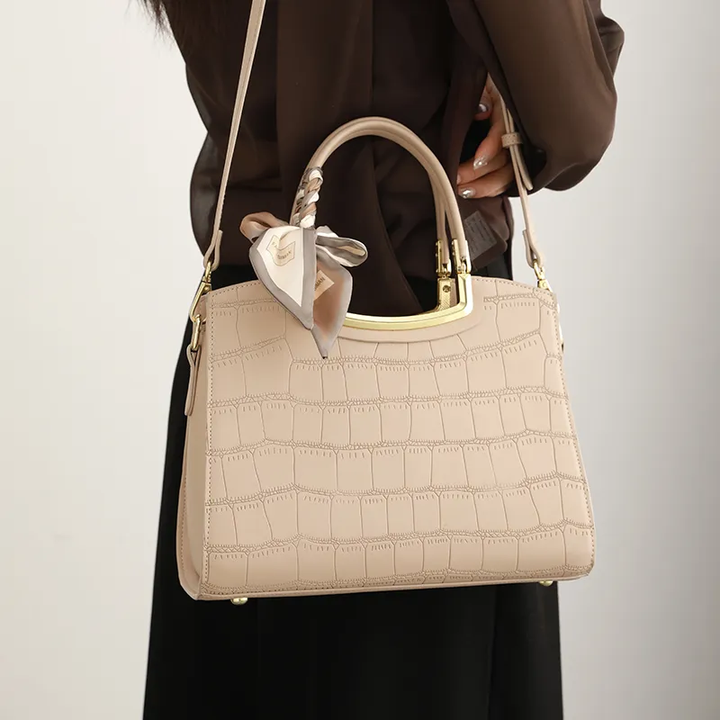 H YXIANG Microfiber Synthetic Leather Crossbody One Shoulder Handbag Women's Apricot-2