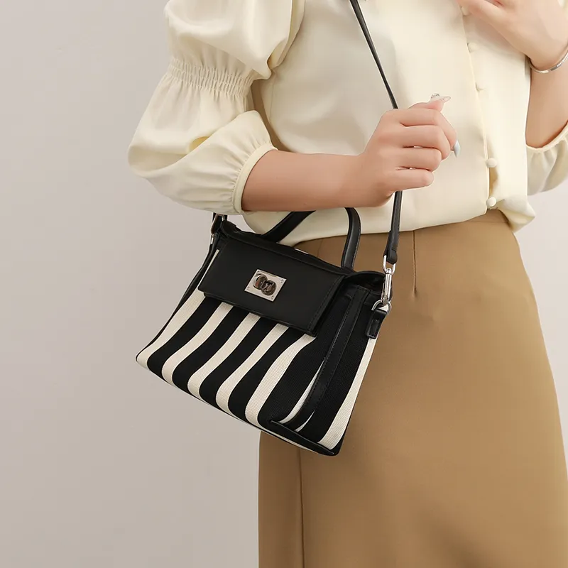 H YXIANG Canvas Canvas Bag Handbags Regular Women's Black-4