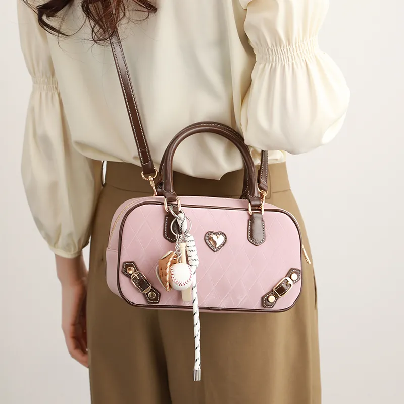 H YXIANG Microfiber Synthetic Leather Crossbody One Shoulder Handbag Women's Pink-5