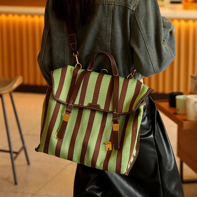 H YXIANG Canvas Backpack Women's Multicolor-3