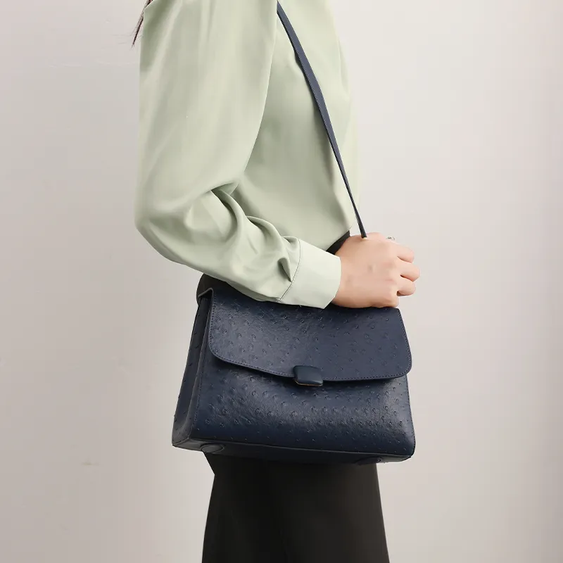 H YXIANG Microfiber Synthetic Leather Handbag Women's Dark Blue-3