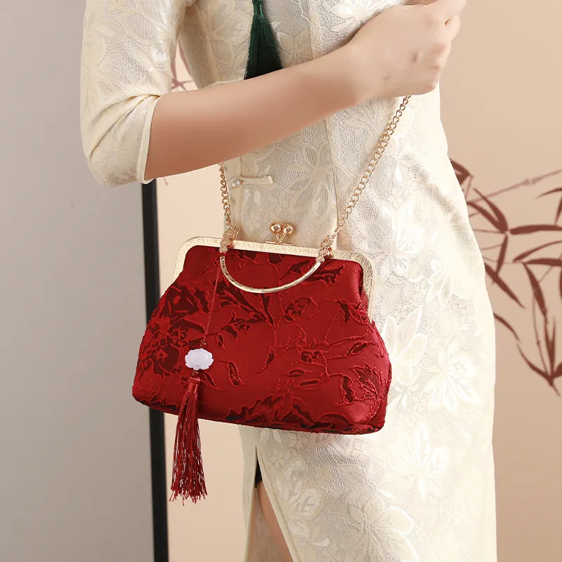 H YXIANG Microfiber Synthetic Leather Handbag Women's Red-2