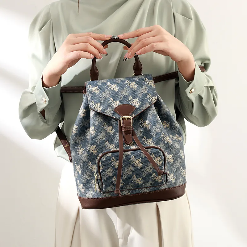 H YXIANG PVC Polyvinyl Chloride Backpack Women's Blue-5