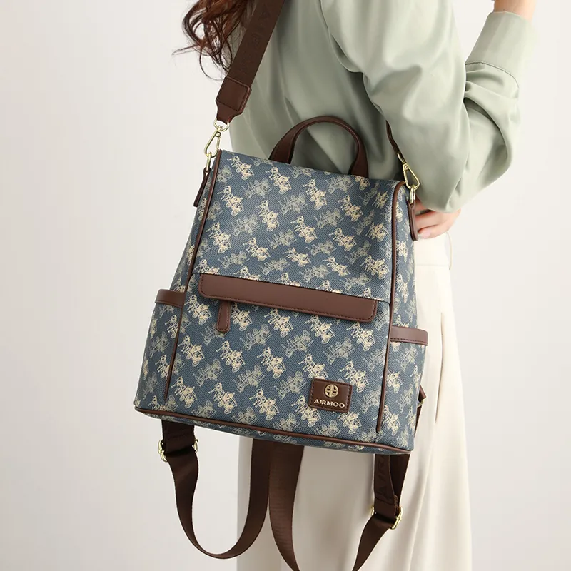 H YXIANG PVC Backpack Regular Women's Blue-3