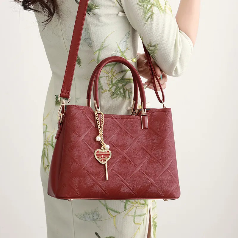 H YXIANG Microfiber Synthetic Leather Shoulder Bag, Crossbody Bag, Handbag Women's Burgundy-6