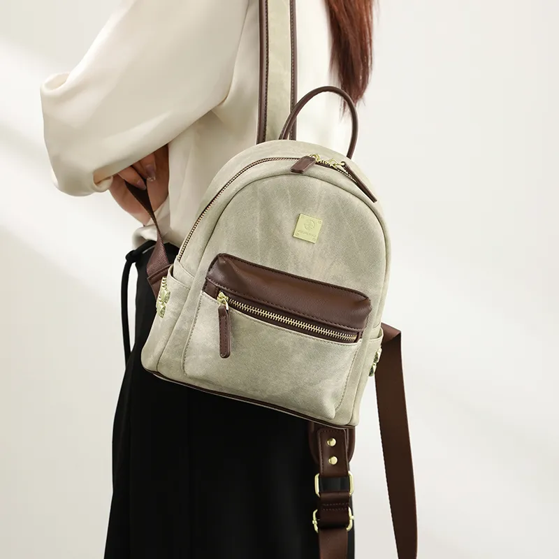 H YXIANG Microfiber Synthetic Leather Backpack Women's Green-1