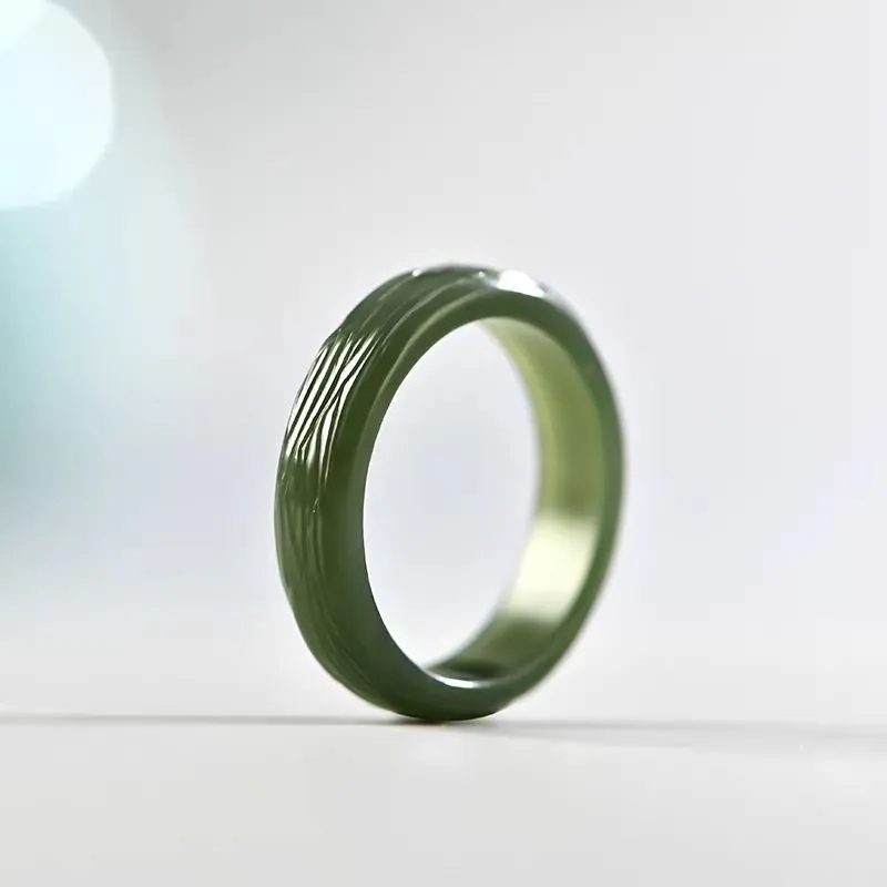 Cuizu Hetian Jade Rings Green Jade Unisex-1