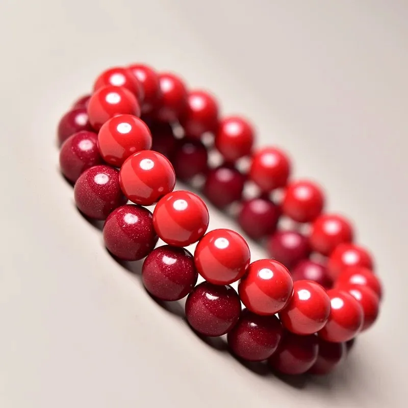 Cuizu Reconstructed Cinnabar Bracelets Unisex-11