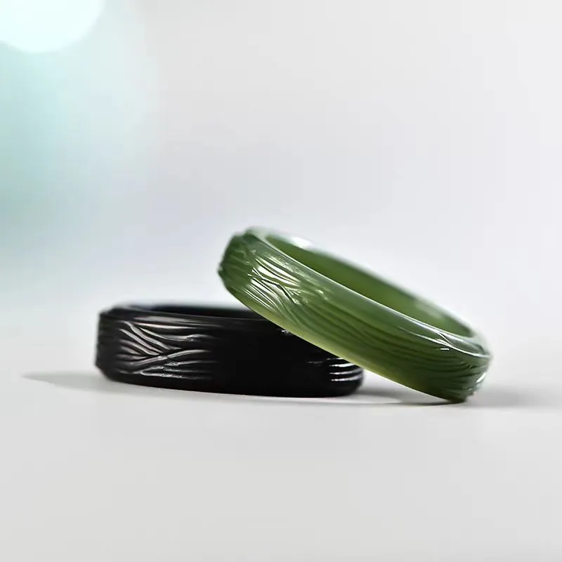 Cuizu Hetian Jade Rings Green Jade Unisex-5