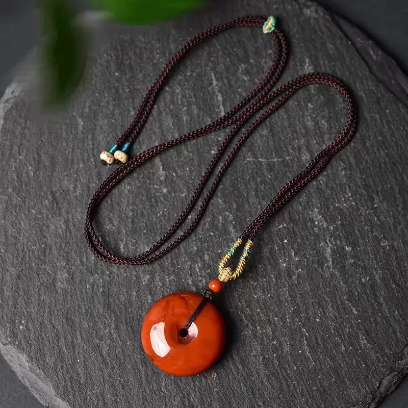 Cuizu Southern Red Agate Jade Necklaces Unisex-1