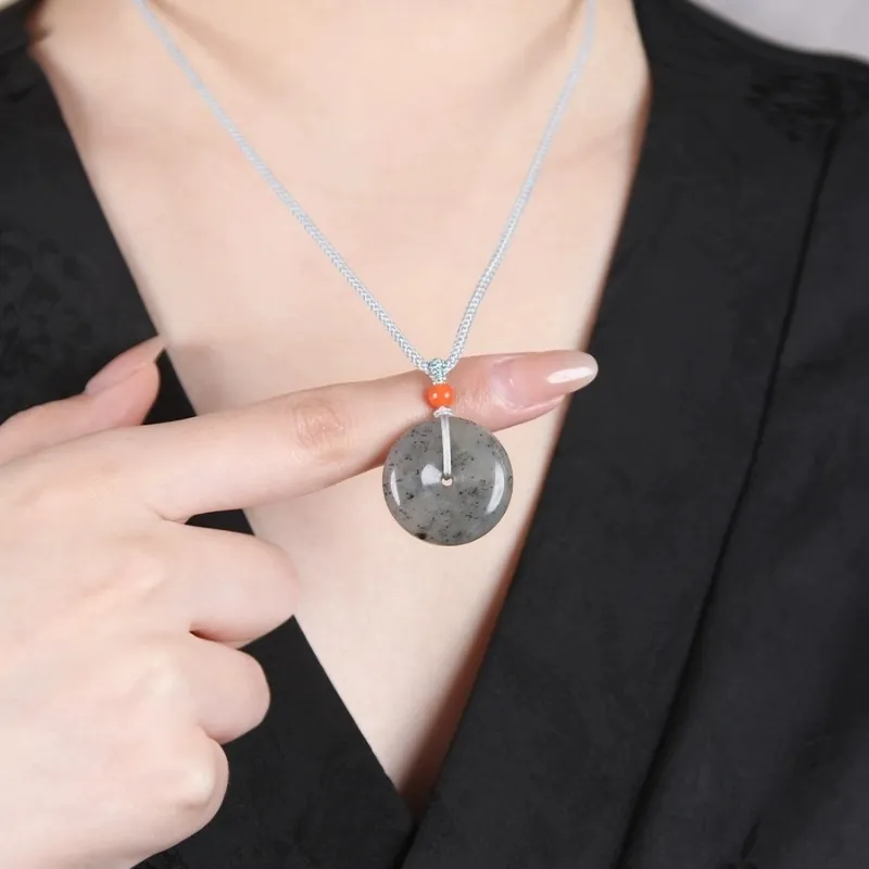 Cuizu Hetian Jade Pendants Unisex Blue And White-1