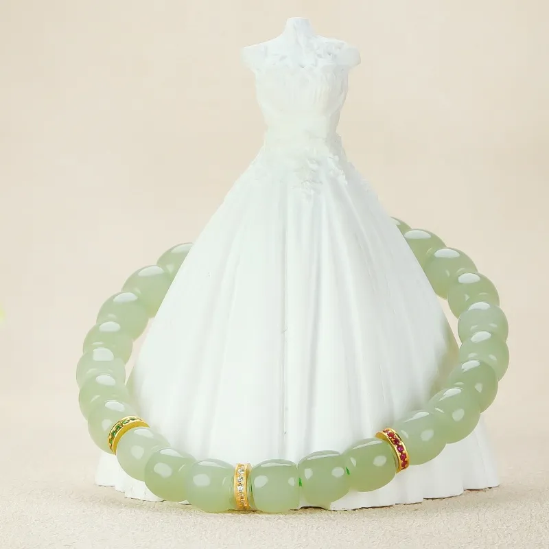 Cuizu Hetian Jade Bracelets Pale Greenish White Jade Unisex-5